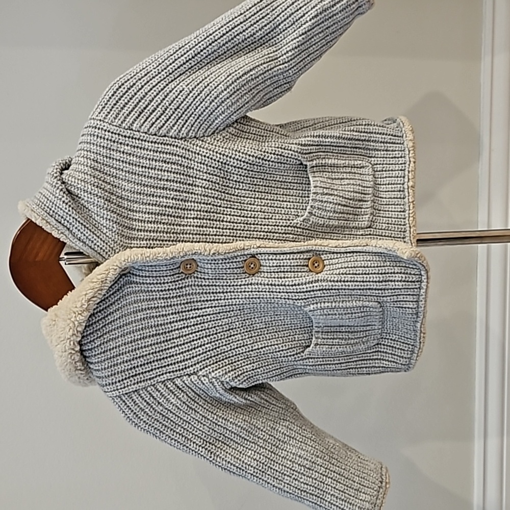 Baby gap knit cardigan sherpa lined